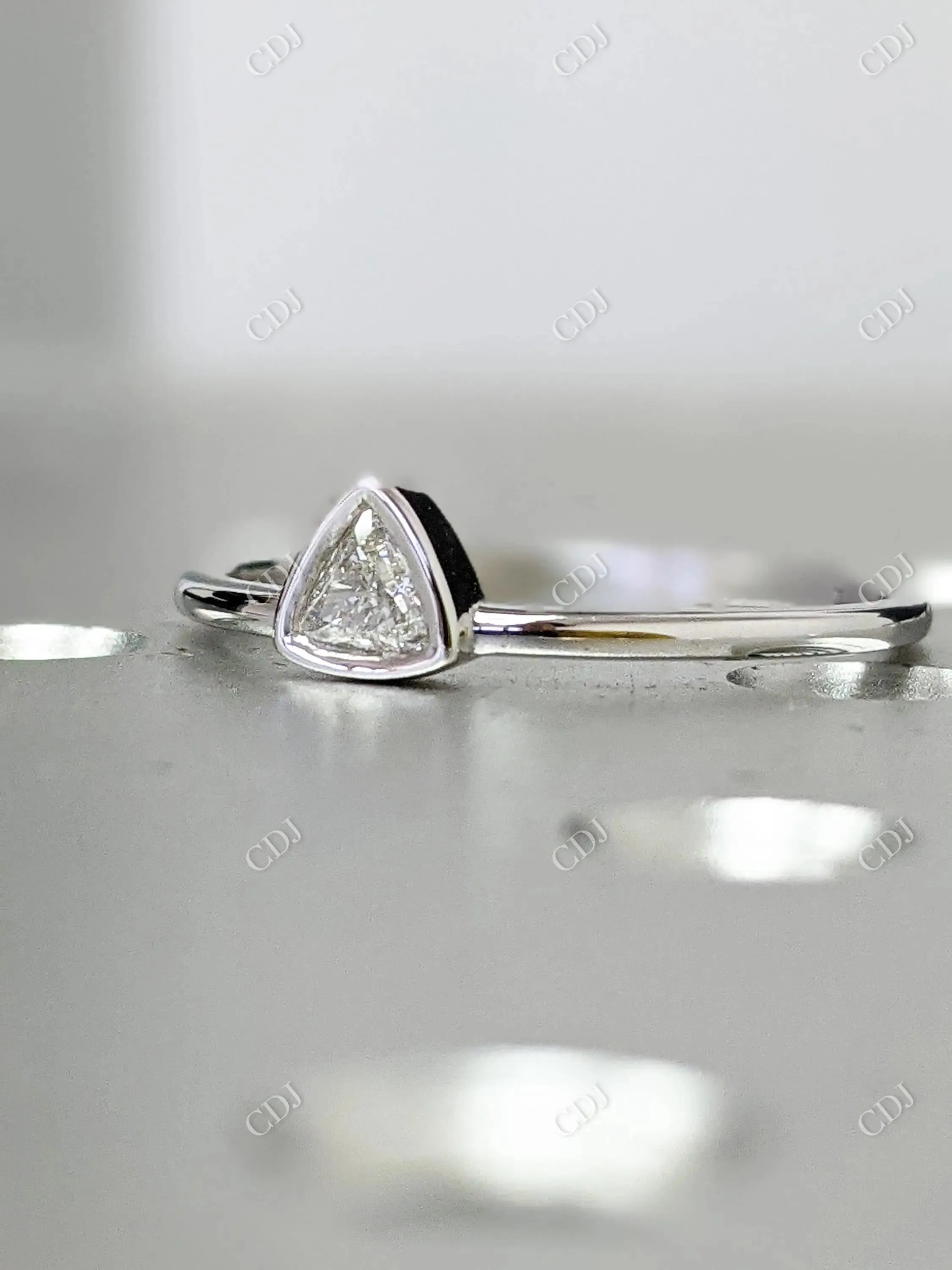 0.15CTW Trillian Shape CVD Diamond Solitaire Engagement Ring