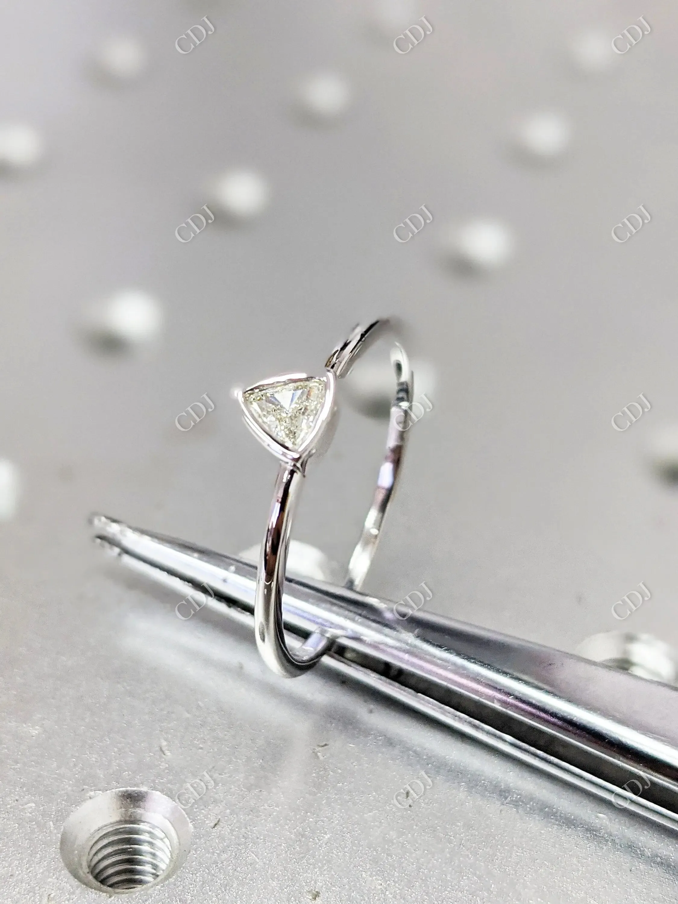 0.15CTW Trillian Shape CVD Diamond Solitaire Engagement Ring