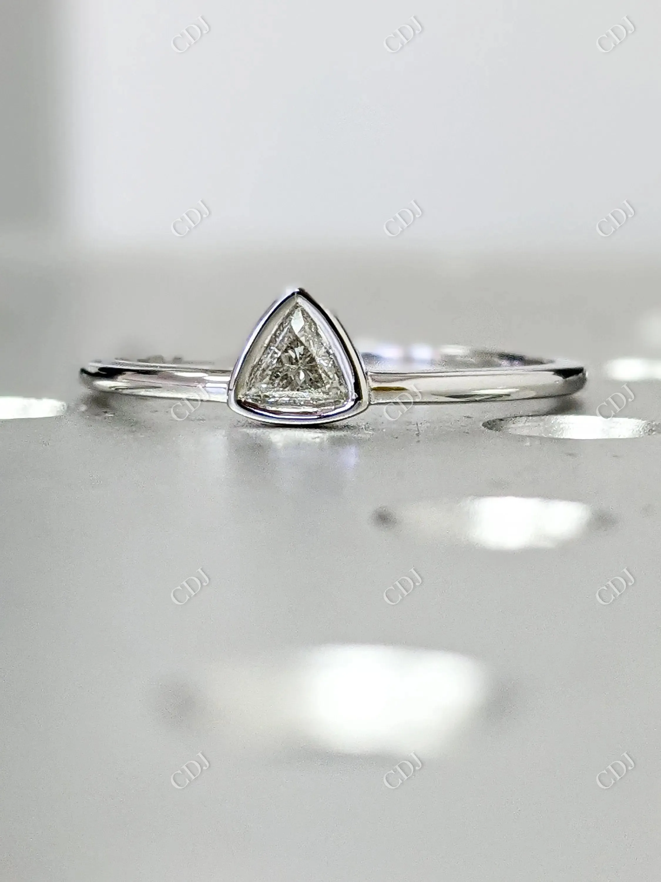 0.15CTW Trillian Shape CVD Diamond Solitaire Engagement Ring