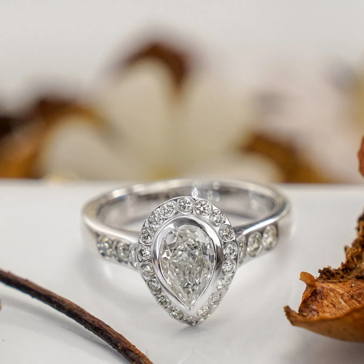 0.73-1.88 CT Round & Pear Cut Diamonds - Engagement Ring