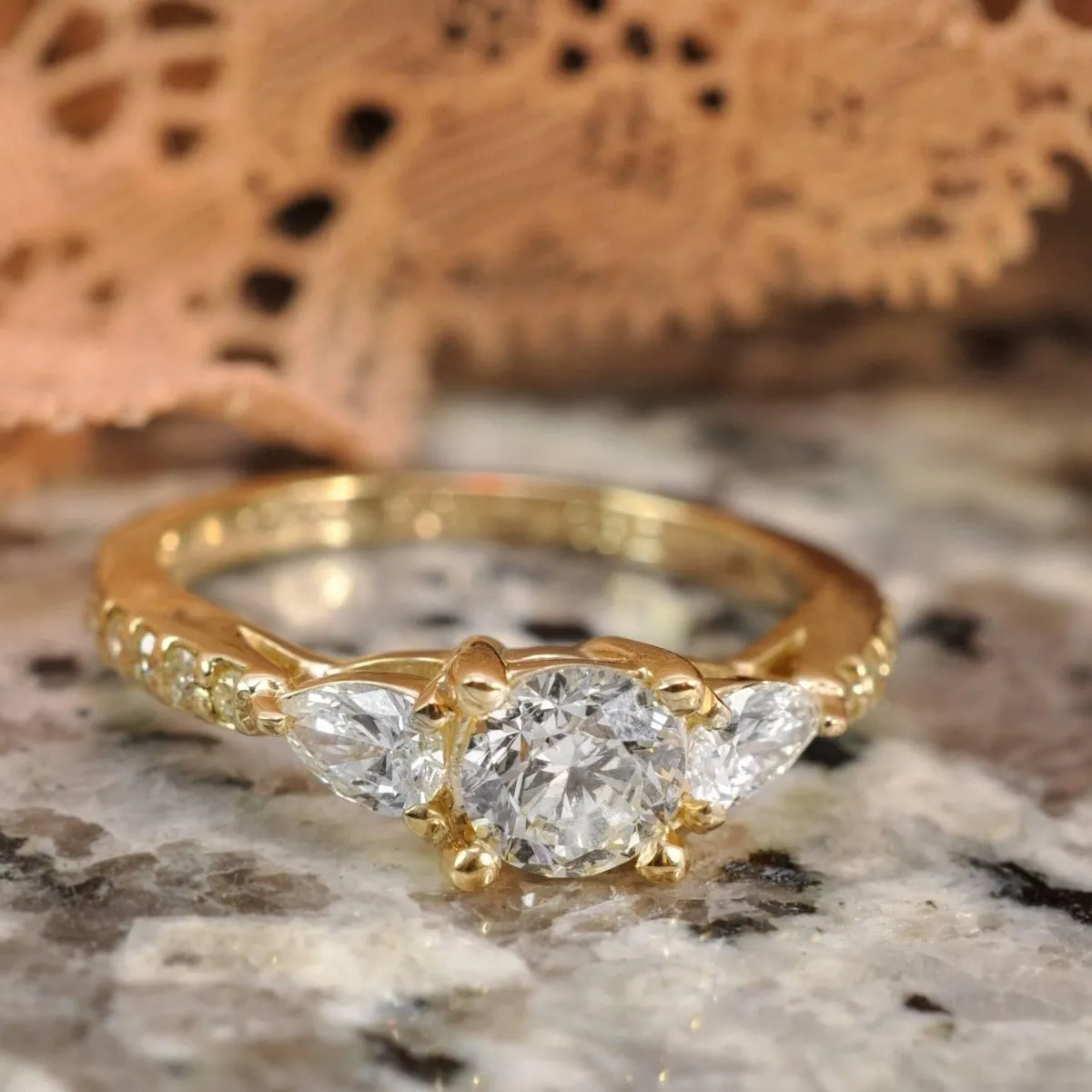0.85-2.00 CT Round & Pear Cut Diamonds - Engagement Ring
