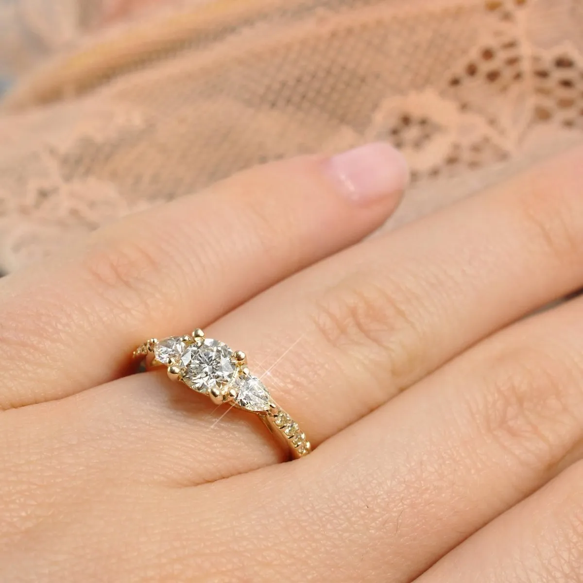 0.85-2.00 CT Round & Pear Cut Diamonds - Engagement Ring