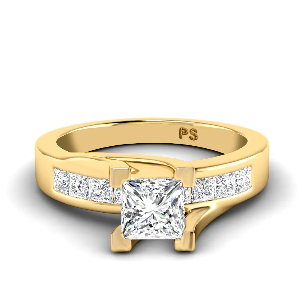 0.95-3.45 CT Princess Cut Lab Grown Diamonds - Engagement Ring
