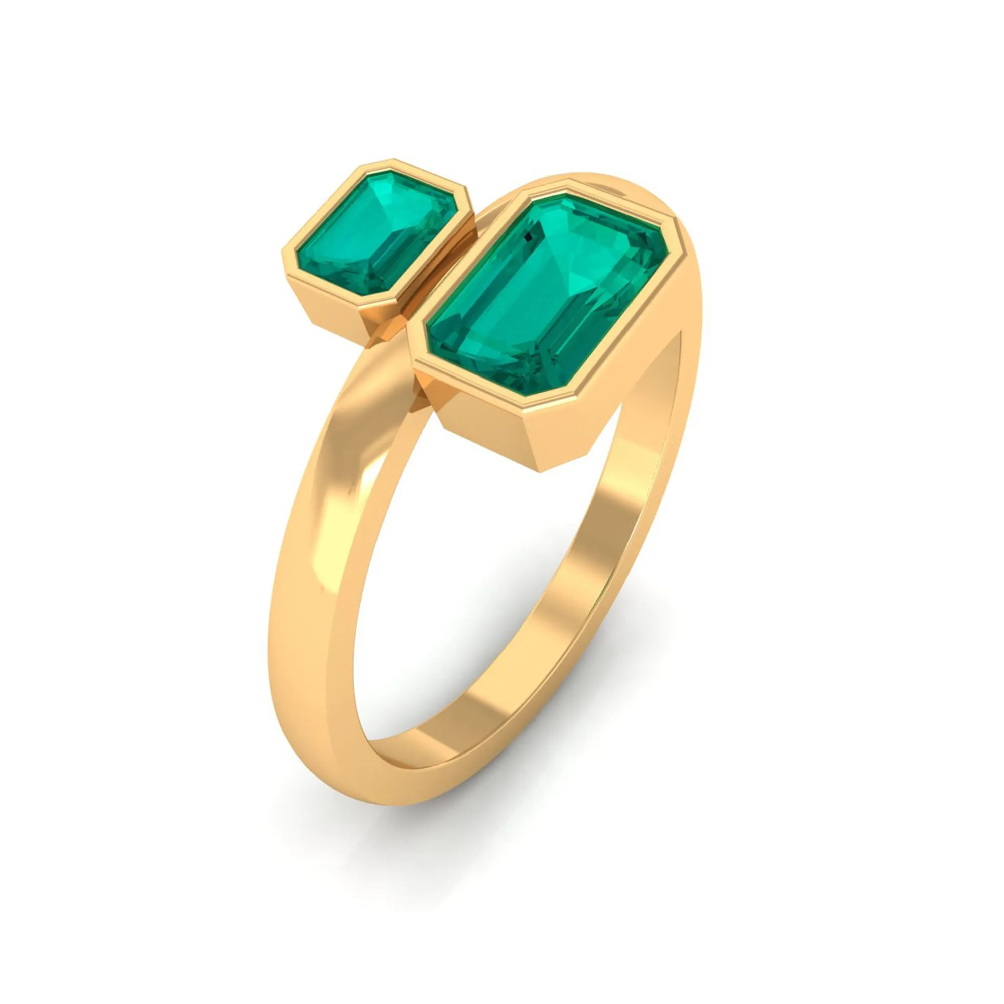 1 CT Moi Et Toi Emerald Cut Emerald Two Stone Engagement Ring