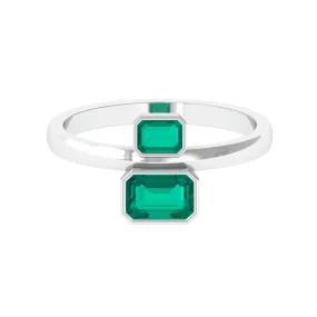 1 CT Moi Et Toi Emerald Cut Emerald Two Stone Engagement Ring