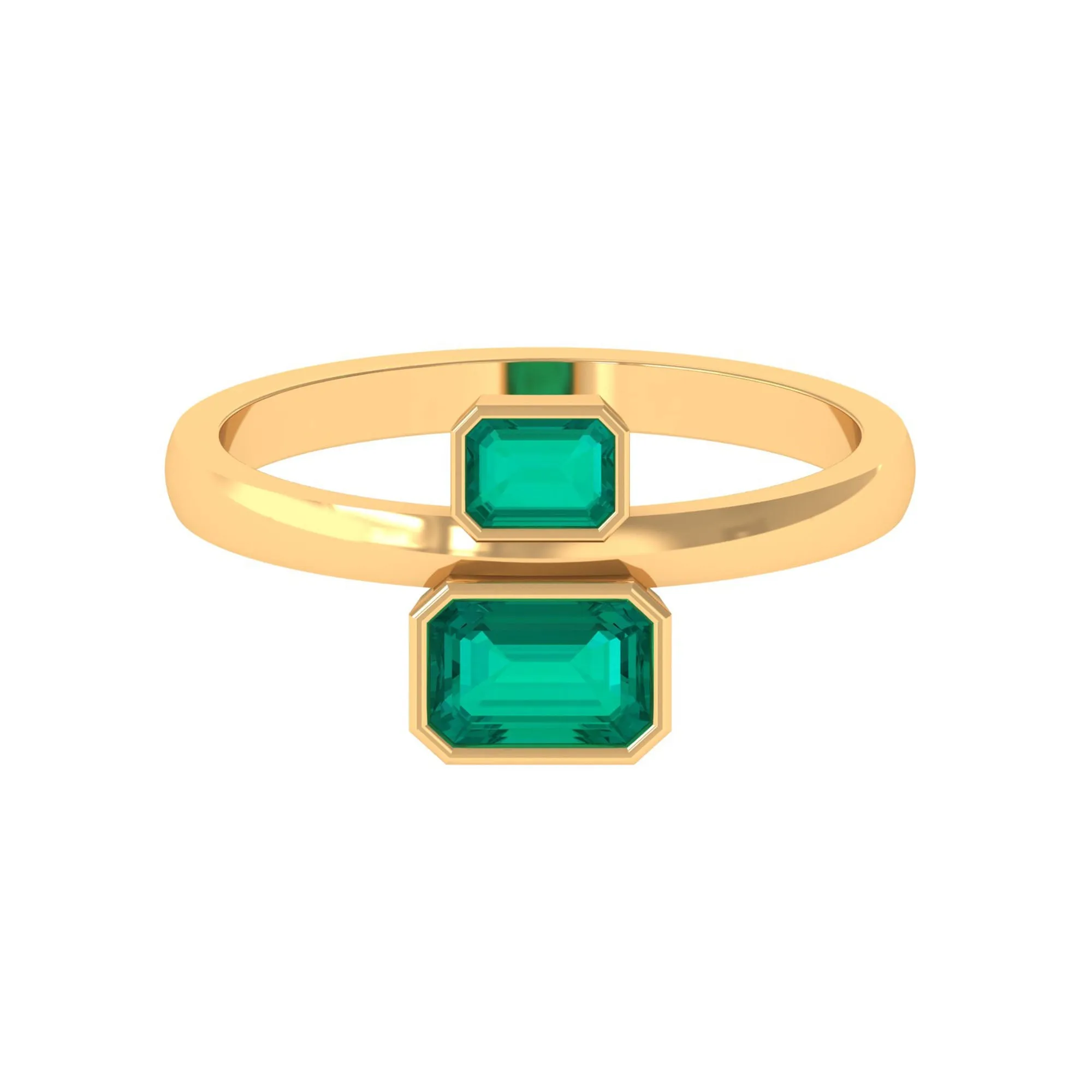 1 CT Moi Et Toi Emerald Cut Emerald Two Stone Engagement Ring