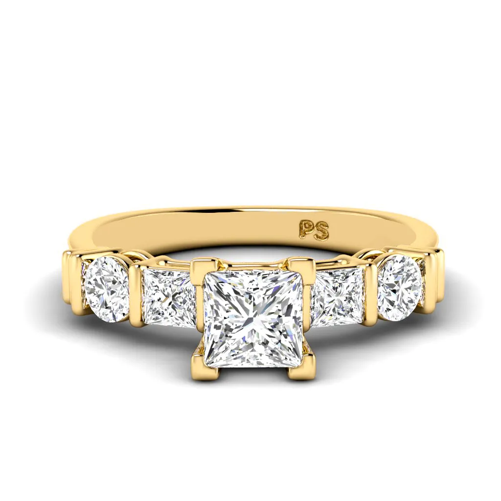 1.05-2.20 CT Round & Princess Cut Diamonds - Engagement Ring