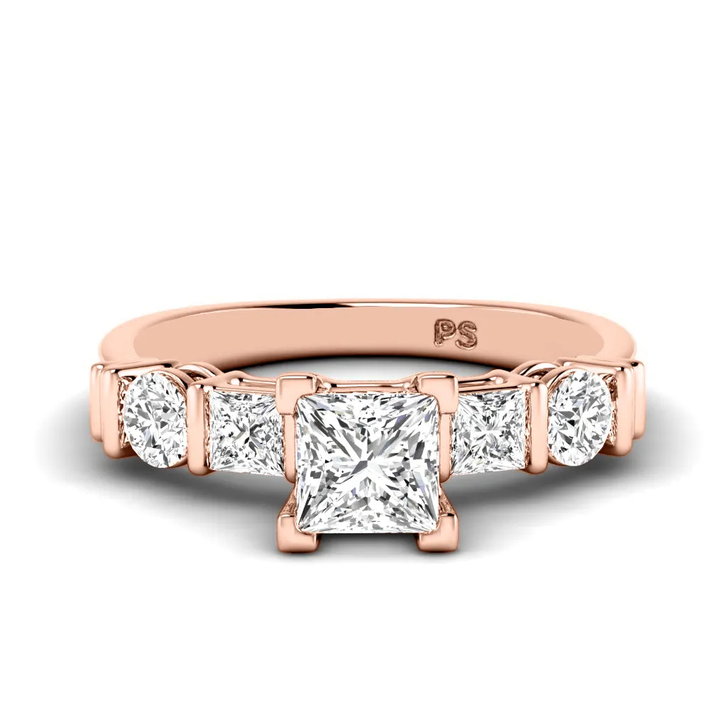 1.05-2.20 CT Round & Princess Cut Diamonds - Engagement Ring