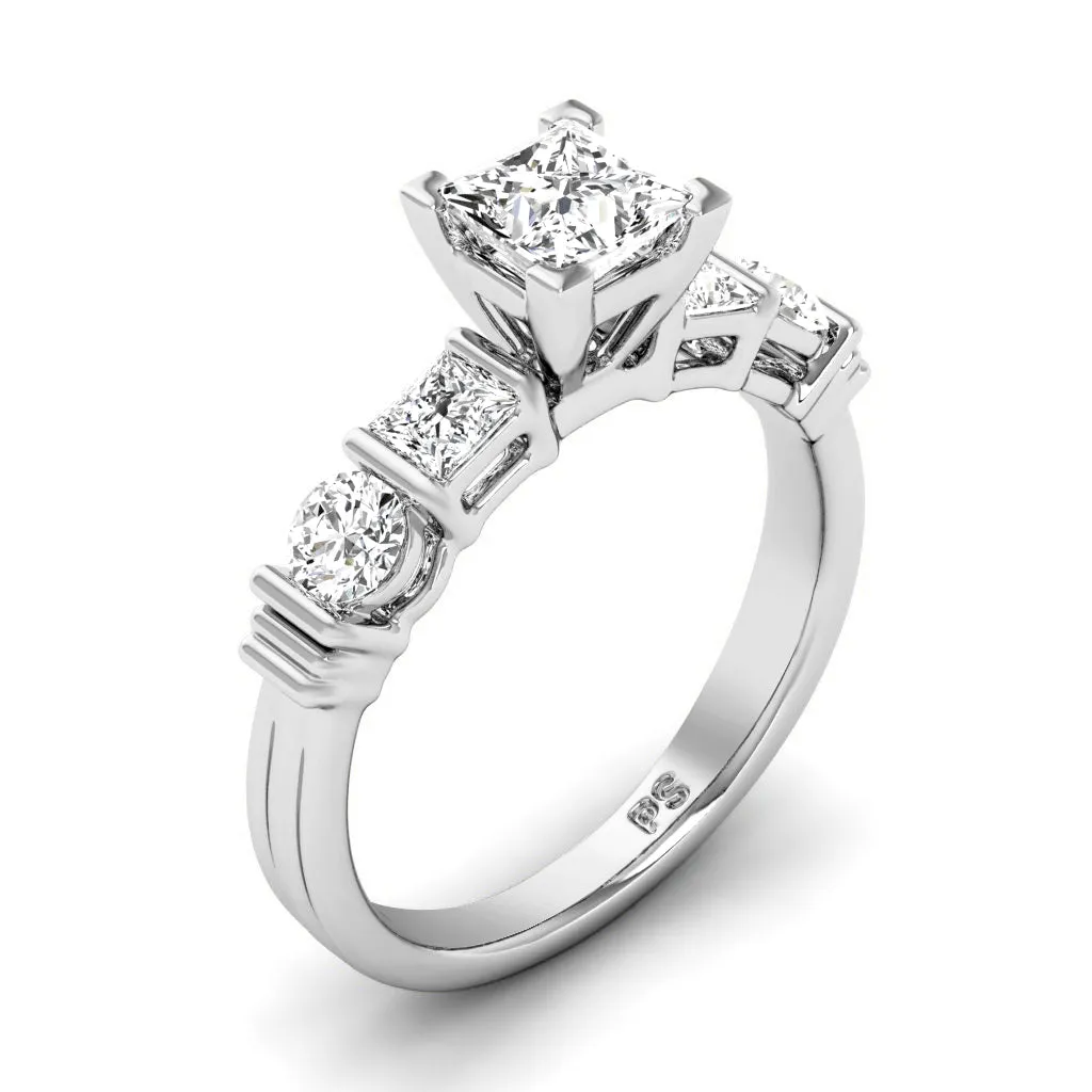 1.05-2.20 CT Round & Princess Cut Diamonds - Engagement Ring