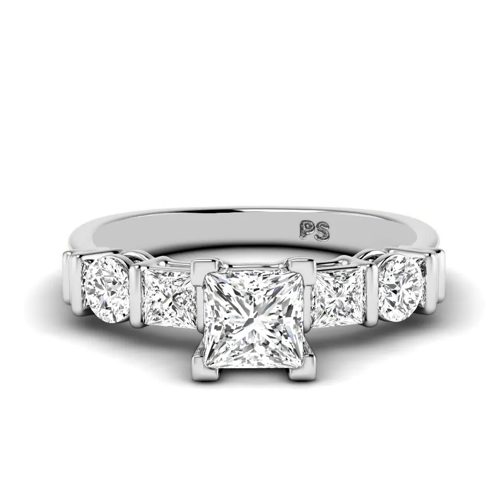 1.05-2.20 CT Round & Princess Cut Diamonds - Engagement Ring