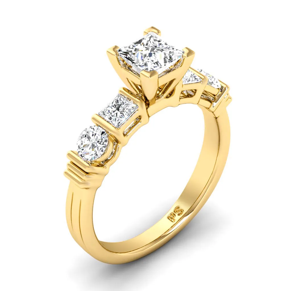 1.05-2.20 CT Round & Princess Cut Diamonds - Engagement Ring