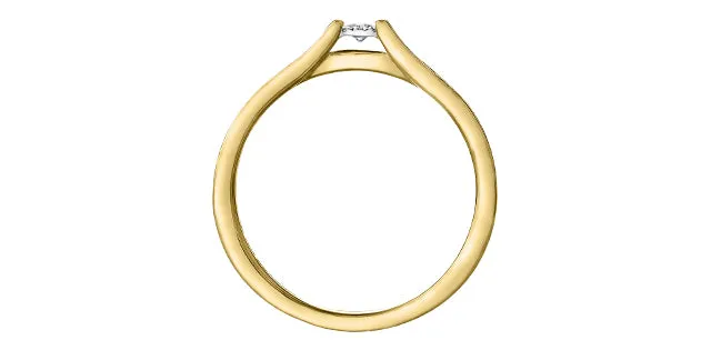 10K Yellow/White Gold Centre Diamond and Shoulder Engagement Ring