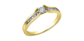 10K Yellow/White Gold Centre Diamond and Shoulder Engagement Ring