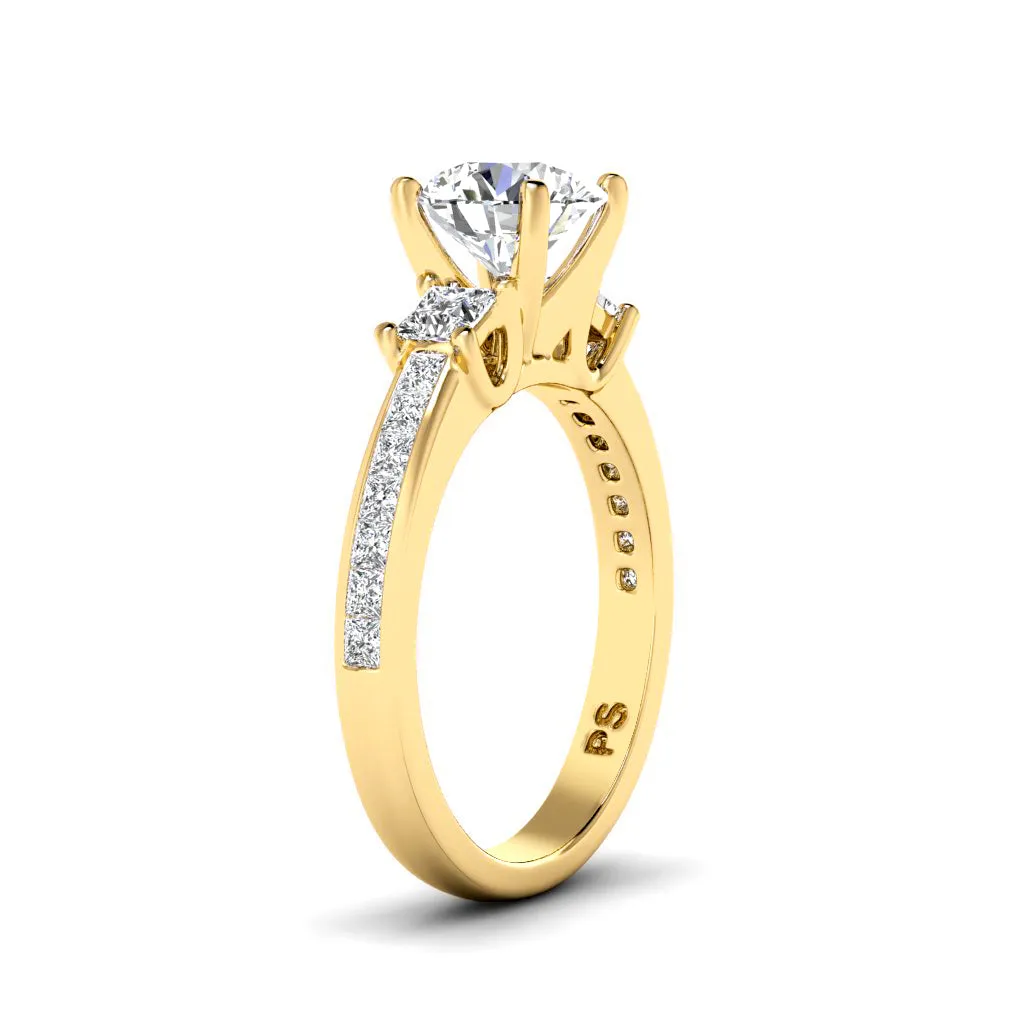 1.10-2.25 CT Princess & Round Cut Diamonds - Engagement Ring