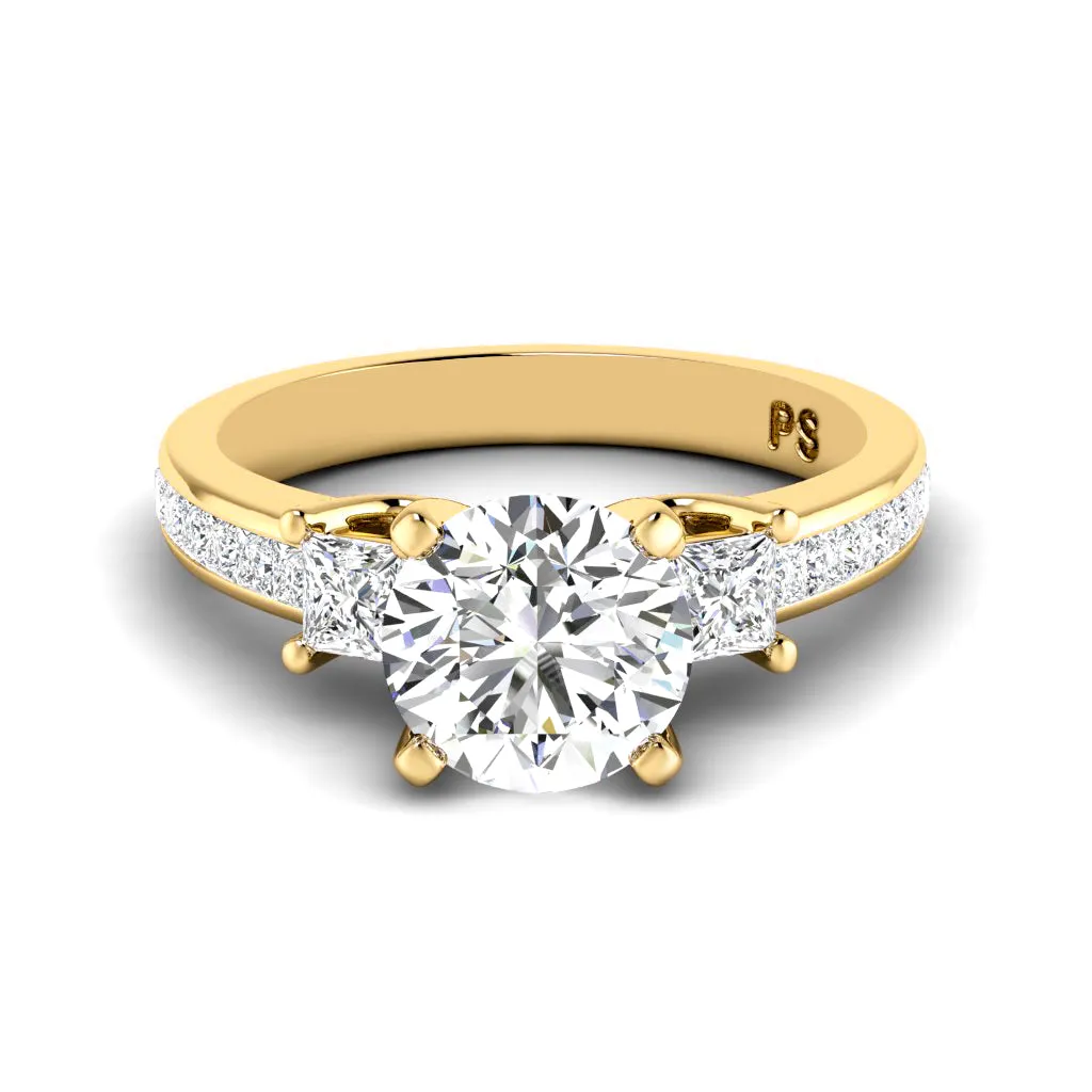 1.10-2.25 CT Princess & Round Cut Diamonds - Engagement Ring