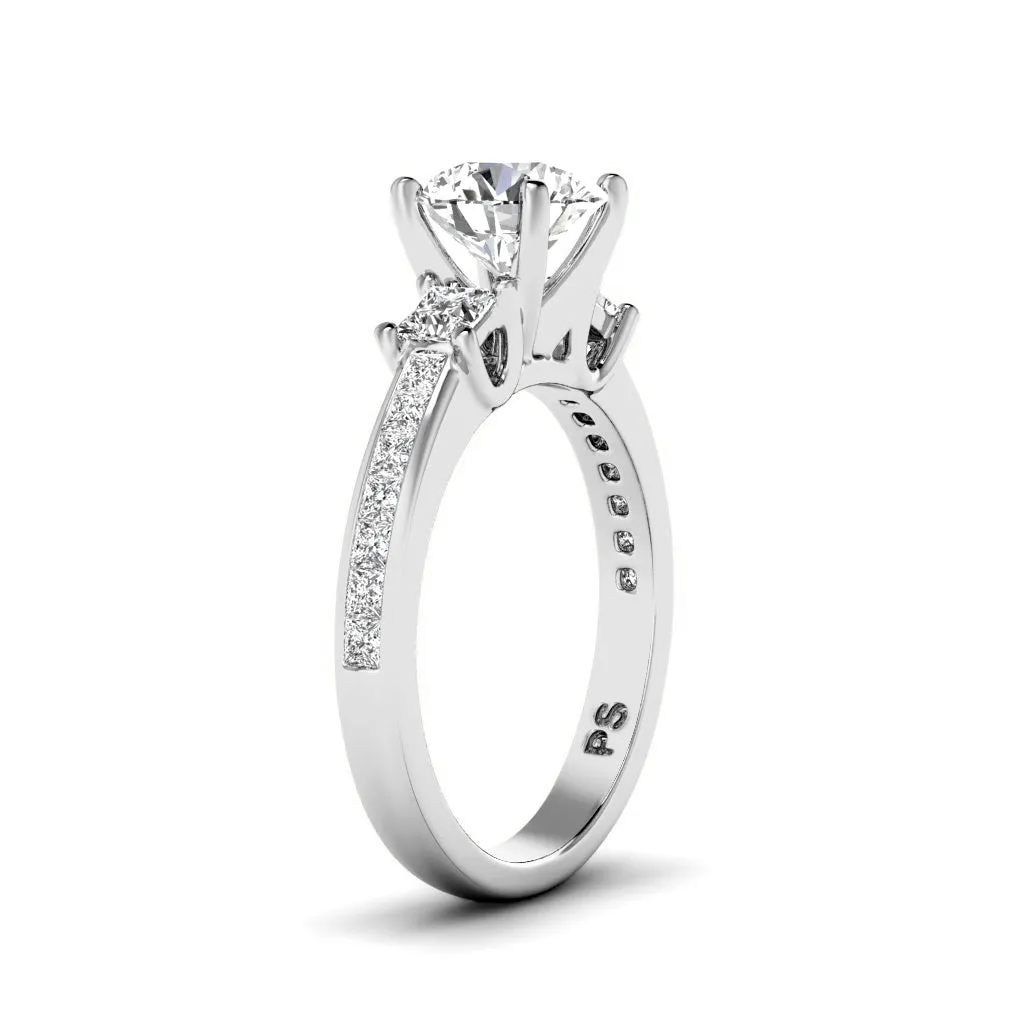 1.10-2.25 CT Princess & Round Cut Diamonds - Engagement Ring