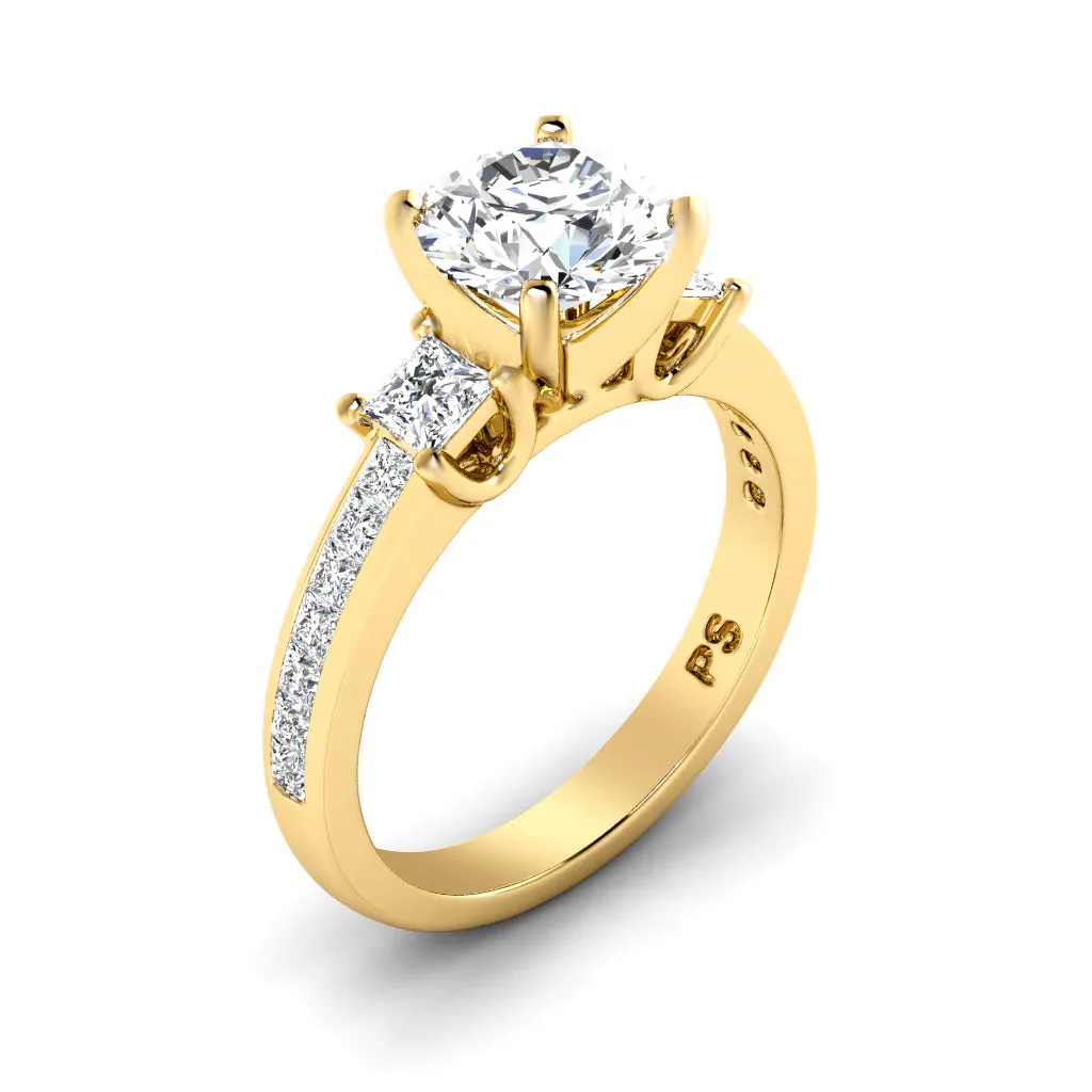 1.10-2.25 CT Princess & Round Cut Diamonds - Engagement Ring