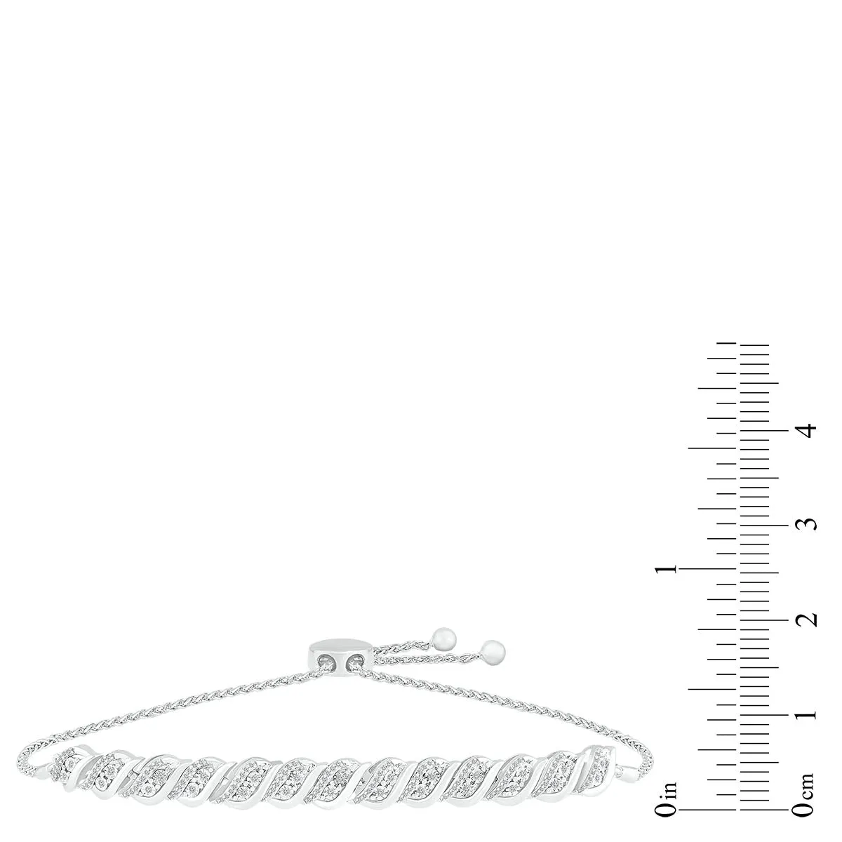 1/2 CTW Diamond Bolo Bracelet in Sterling Silver