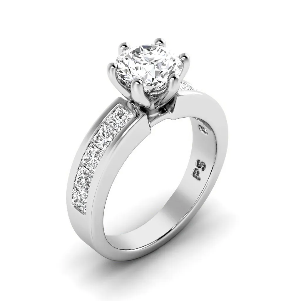 1.25-2.40 CT Princess & Round Cut Diamonds - Engagement Ring