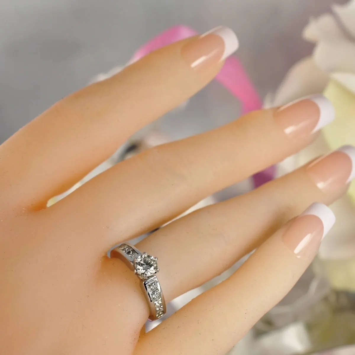 1.25-2.40 CT Princess & Round Cut Diamonds - Engagement Ring
