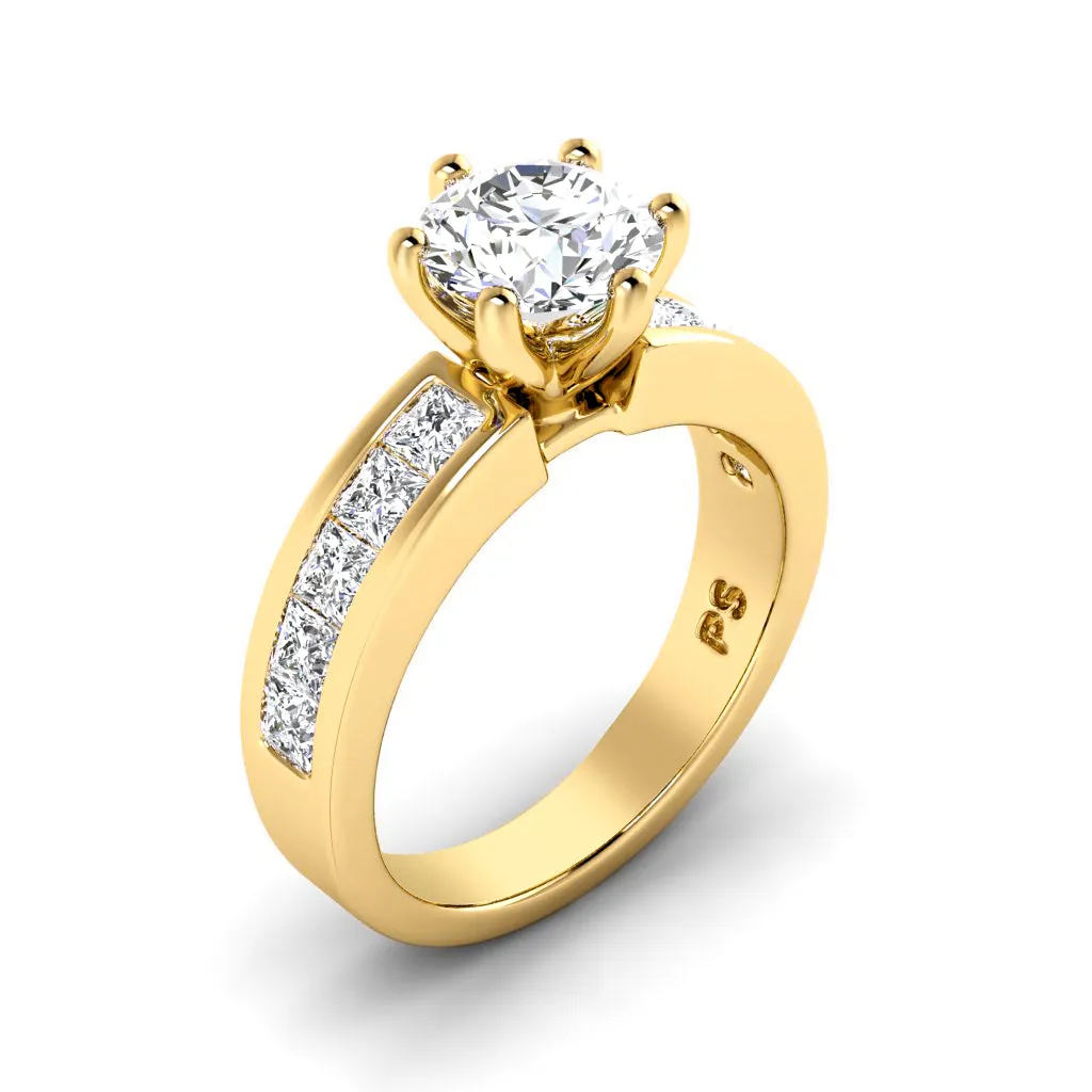 1.25-2.40 CT Princess & Round Cut Diamonds - Engagement Ring