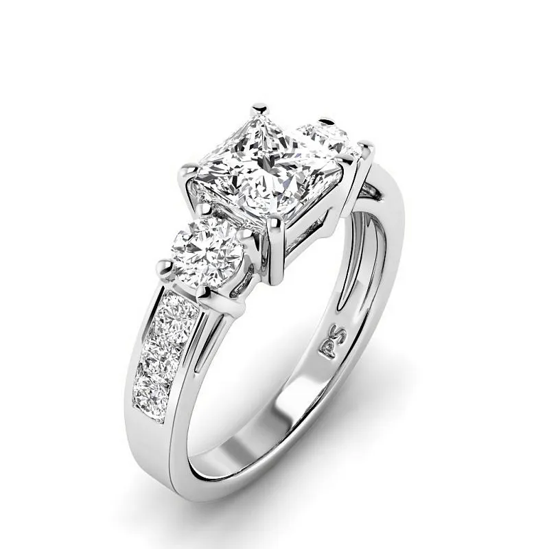 1.30-3.80 CT Round & Princess Cut Lab Grown Diamonds - Engagement Ring