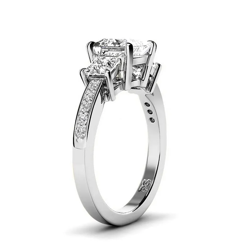 1.35-3.85 CT Princess & Round Cut Lab Grown Diamonds - Engagement Ring