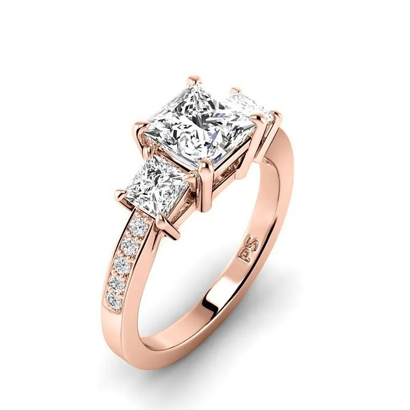 1.35-3.85 CT Princess & Round Cut Lab Grown Diamonds - Engagement Ring