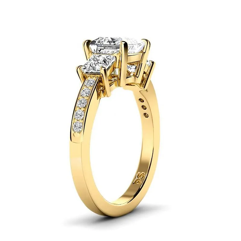 1.35-3.85 CT Princess & Round Cut Lab Grown Diamonds - Engagement Ring