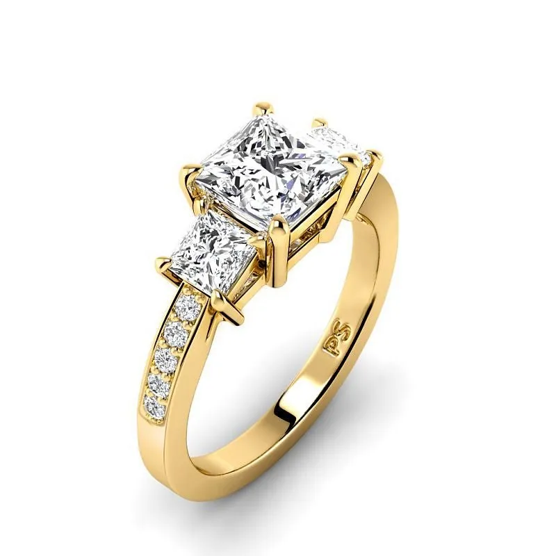1.35-3.85 CT Princess & Round Cut Lab Grown Diamonds - Engagement Ring