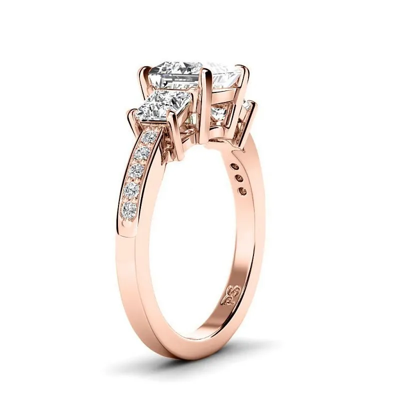 1.35-3.85 CT Princess & Round Cut Lab Grown Diamonds - Engagement Ring