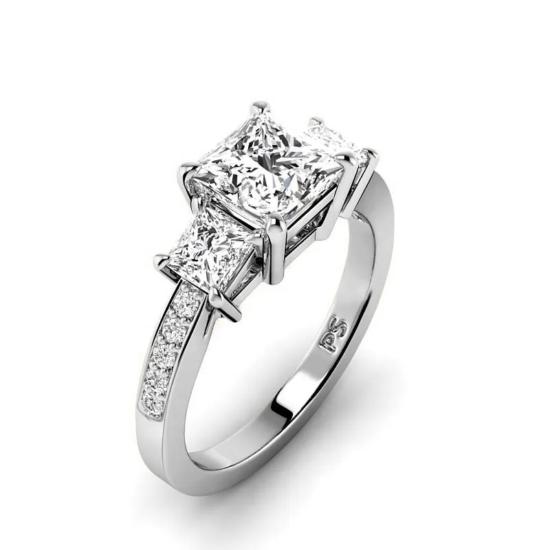 1.35-3.85 CT Princess & Round Cut Lab Grown Diamonds - Engagement Ring