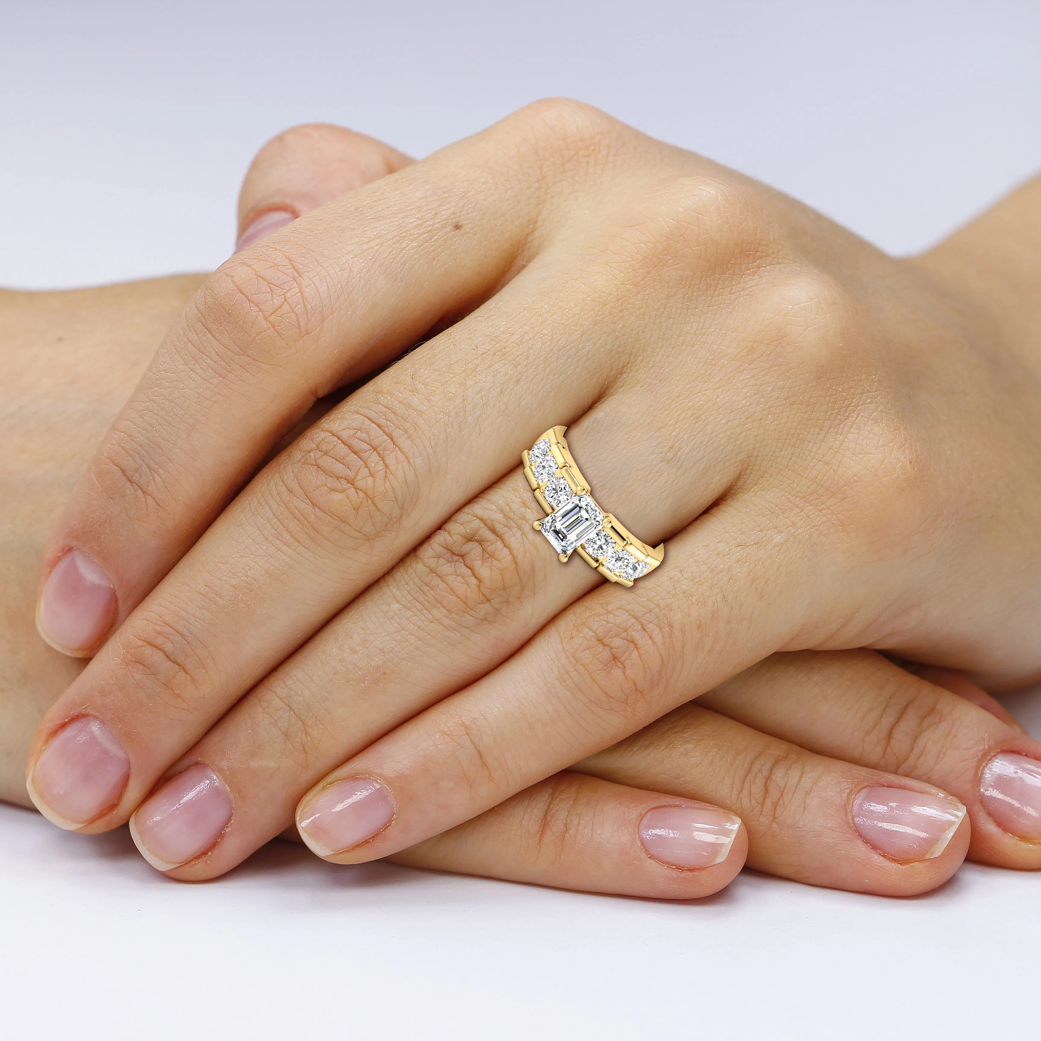 1.35-3.85 CT Round & Emerald Cut Lab Grown Diamonds - Engagement Ring
