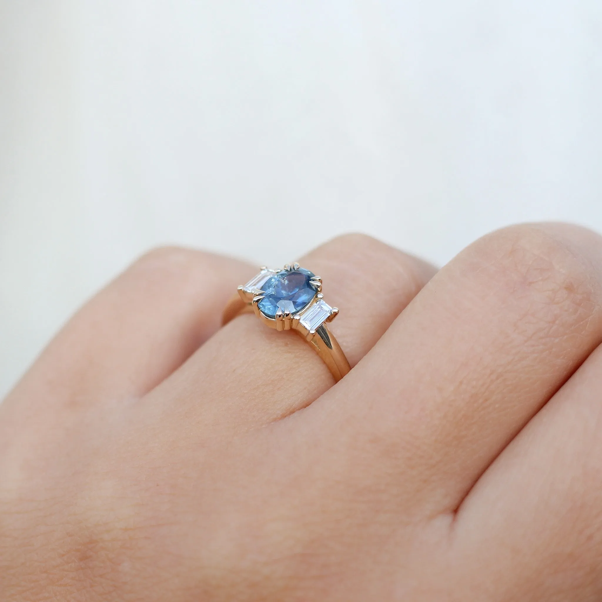 1.38ct Trilogy Oval Blue Sapphire Ring