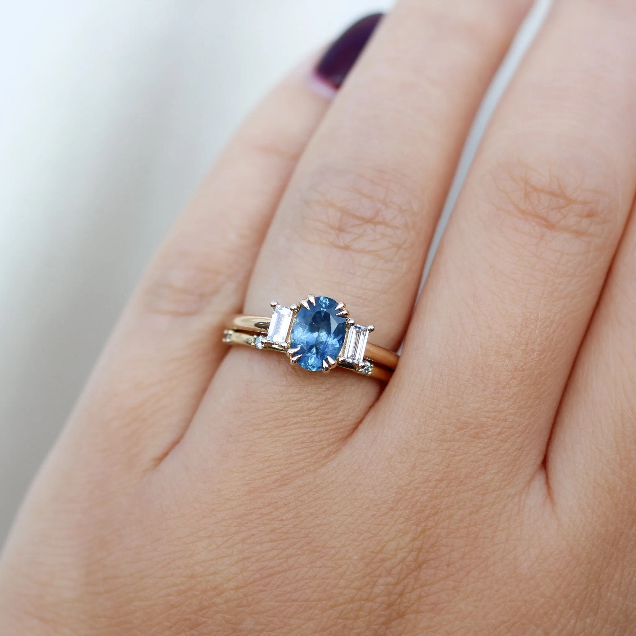 1.38ct Trilogy Oval Blue Sapphire Ring