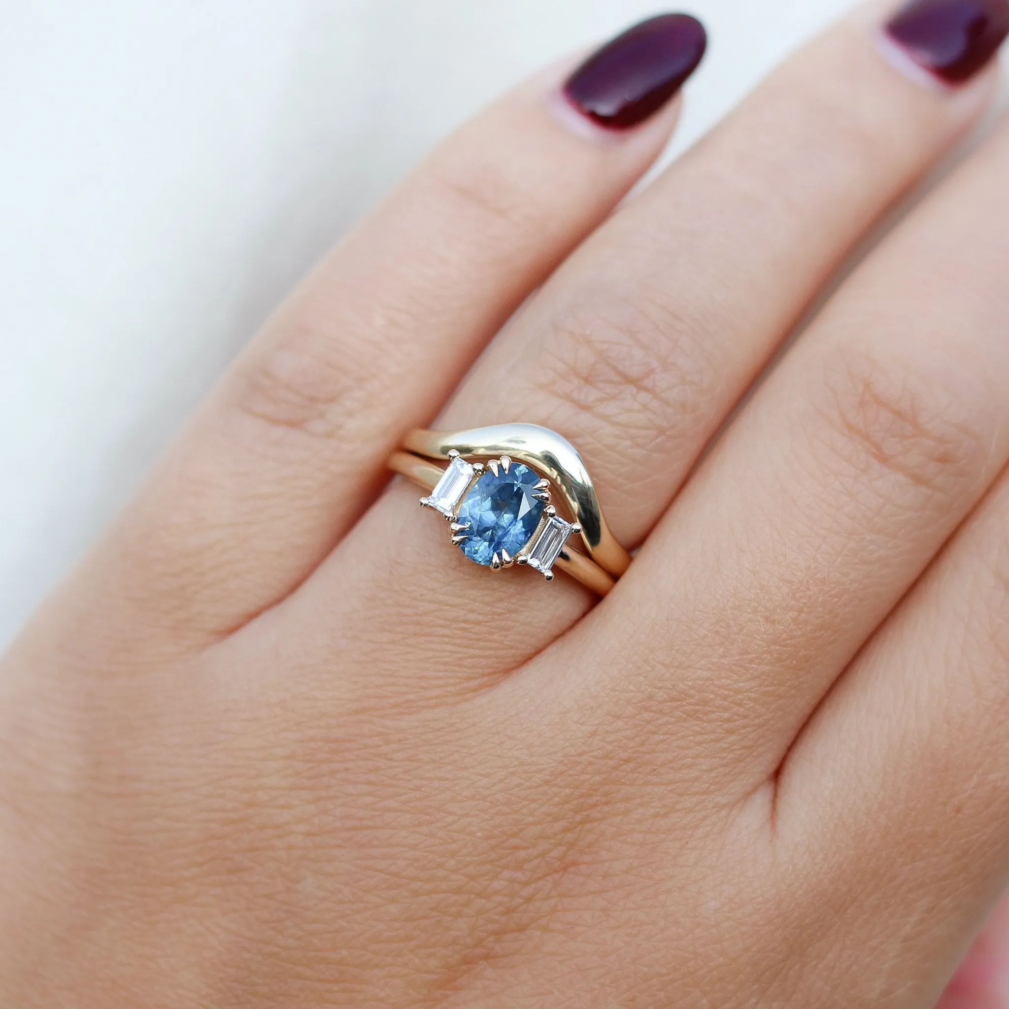 1.38ct Trilogy Oval Blue Sapphire Ring