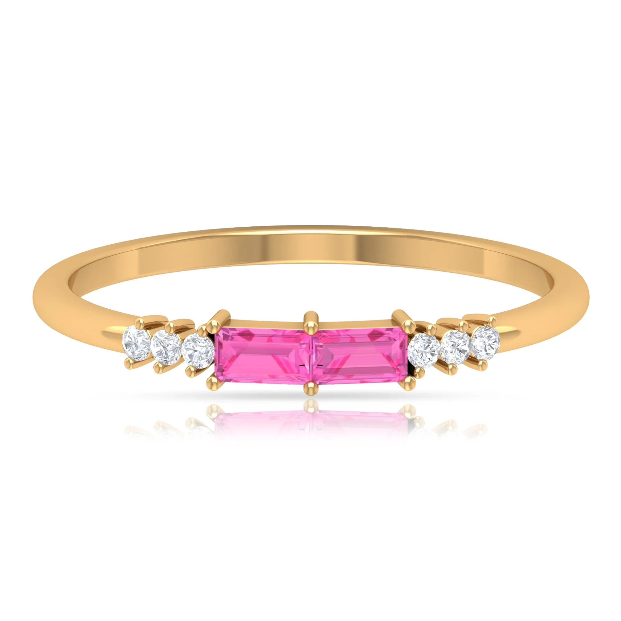1/4 CT Pink Sapphire and Diamond Stackable Ring