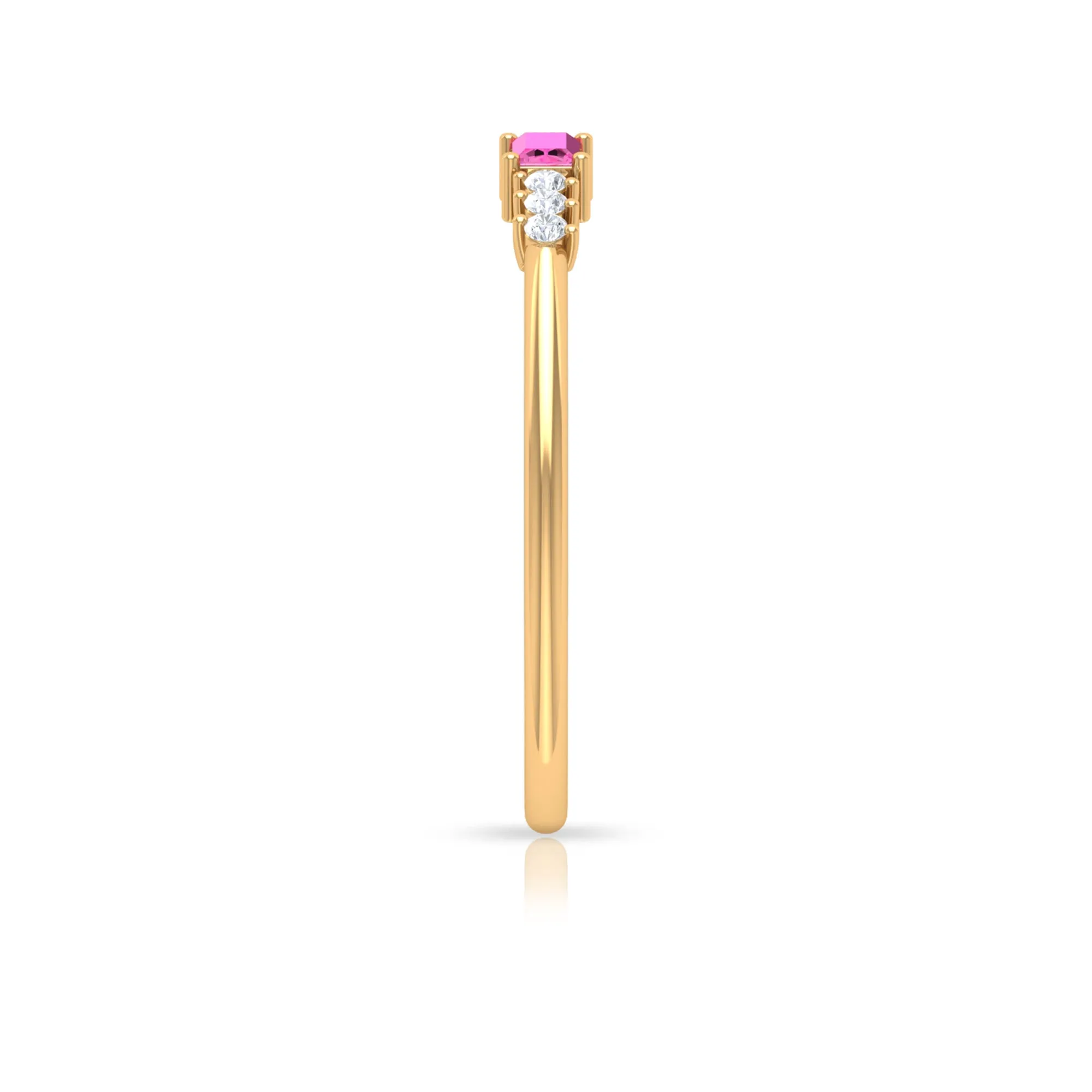 1/4 CT Pink Sapphire and Diamond Stackable Ring