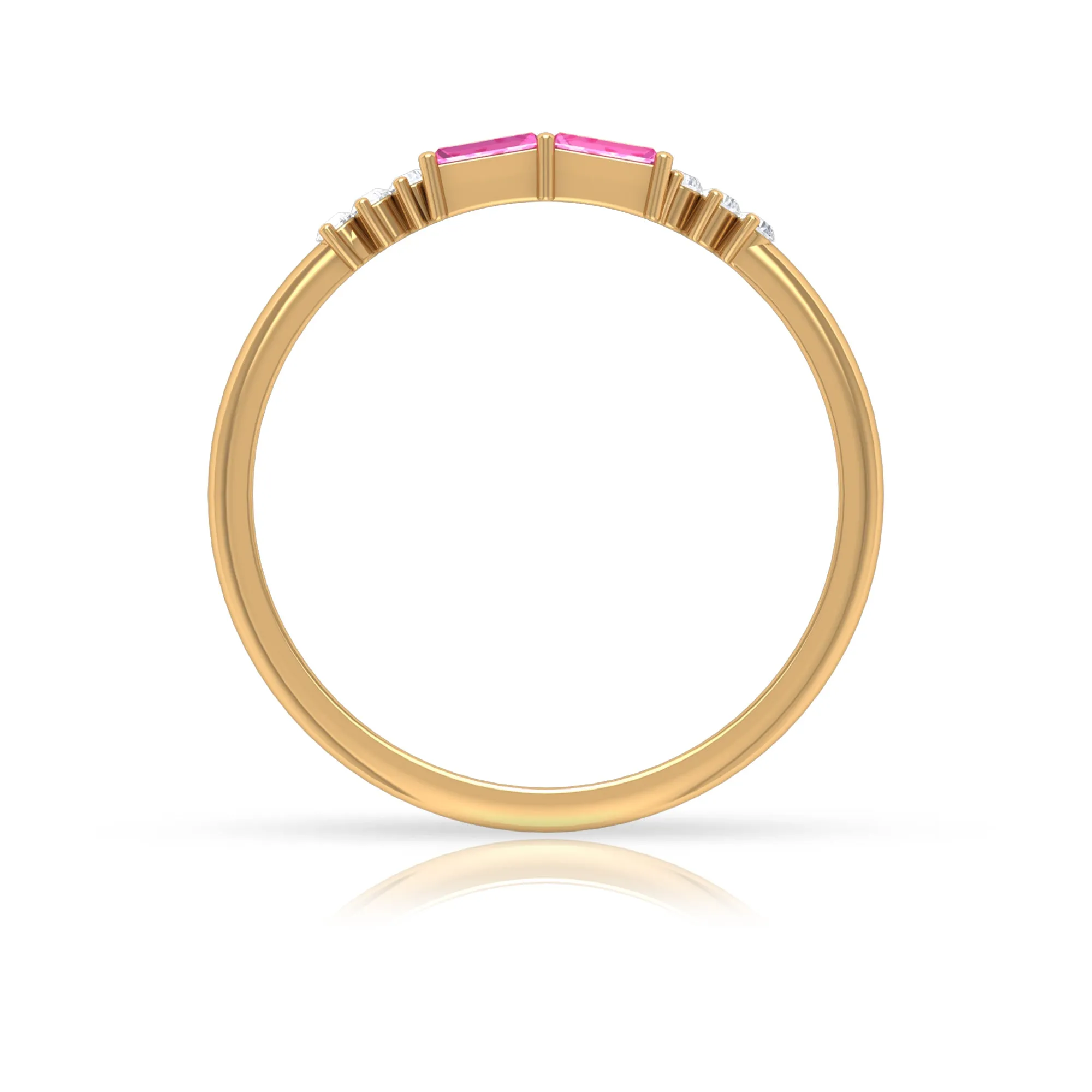 1/4 CT Pink Sapphire and Diamond Stackable Ring