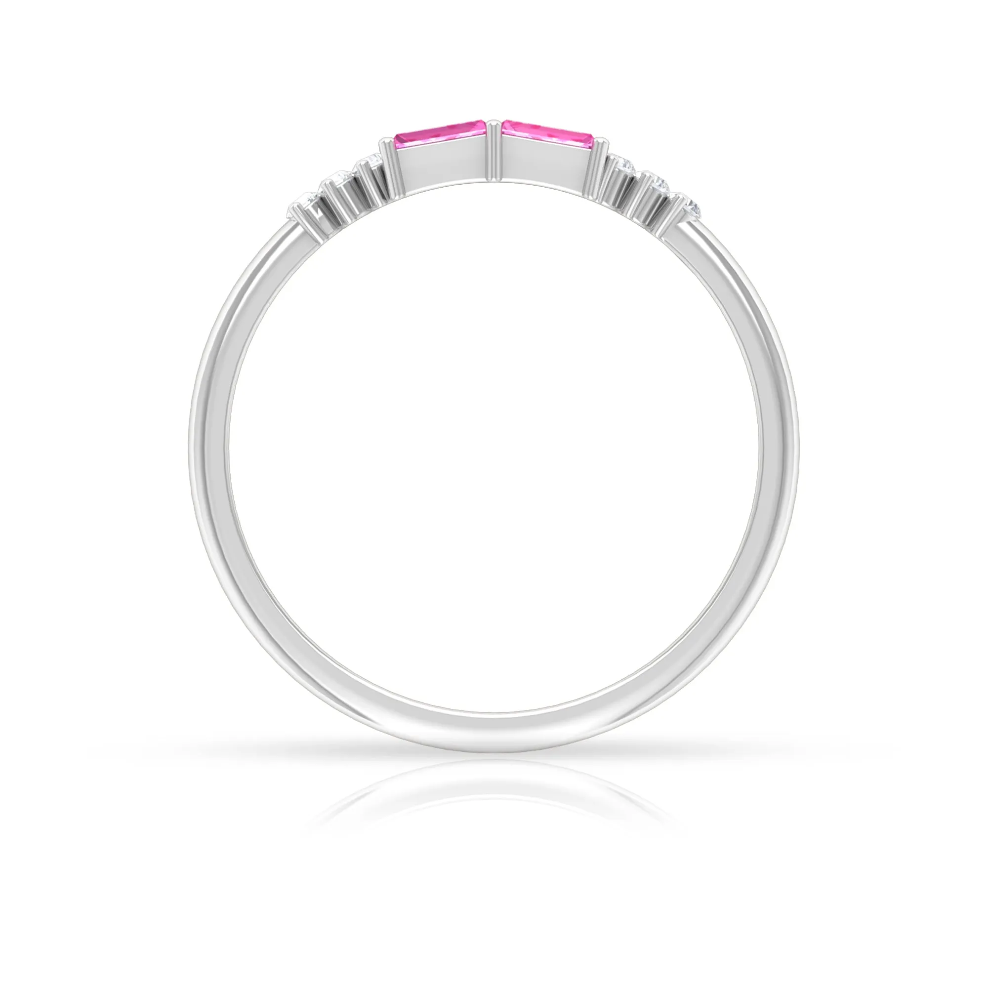 1/4 CT Pink Sapphire and Diamond Stackable Ring