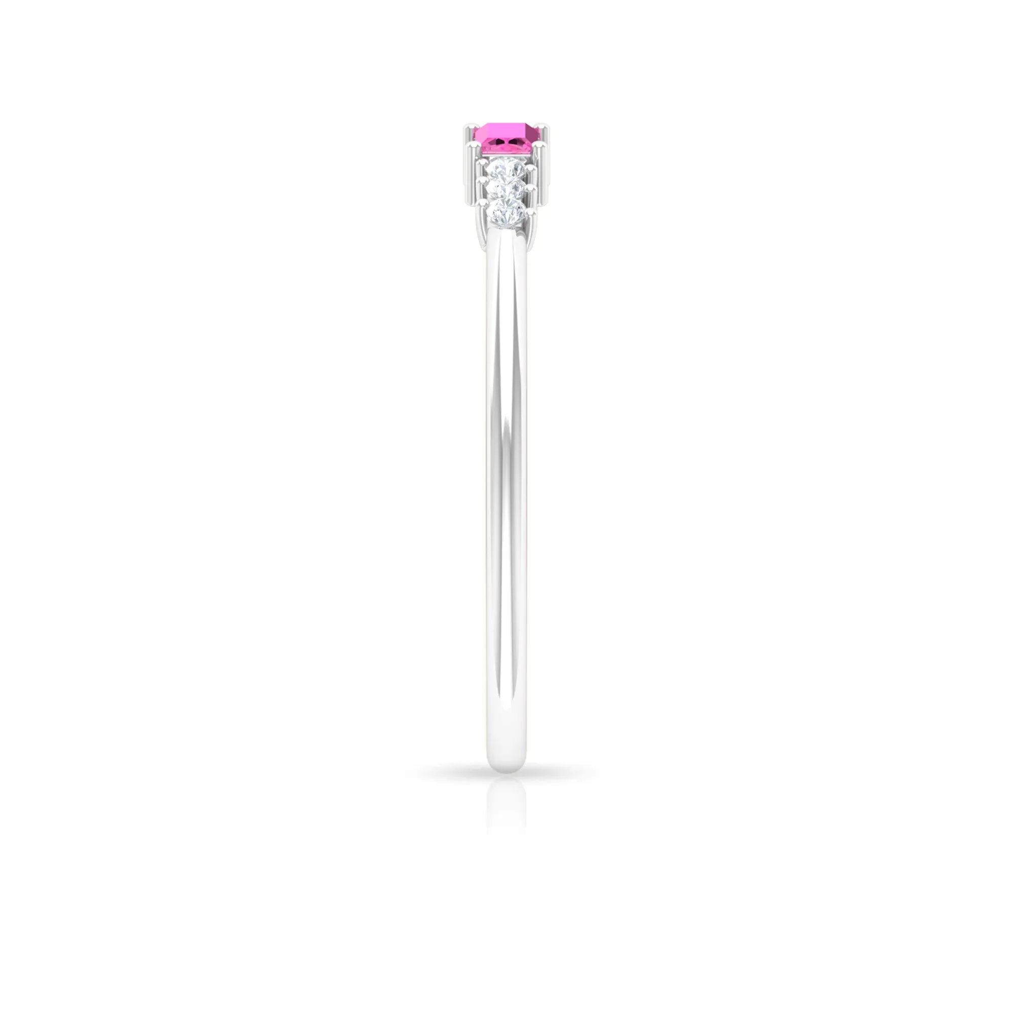 1/4 CT Pink Sapphire and Diamond Stackable Ring