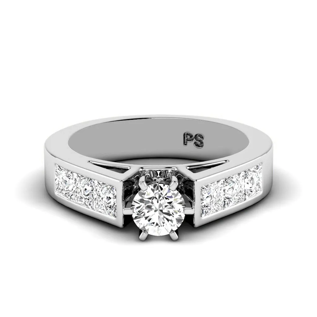 1.40-2.55 CT Princess & Round Cut Diamonds - Engagement Ring