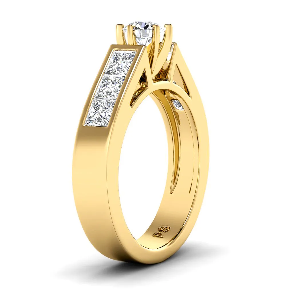 1.40-2.55 CT Princess & Round Cut Diamonds - Engagement Ring