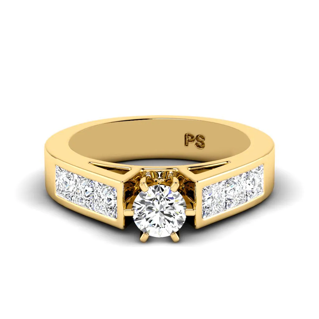 1.40-2.55 CT Princess & Round Cut Diamonds - Engagement Ring