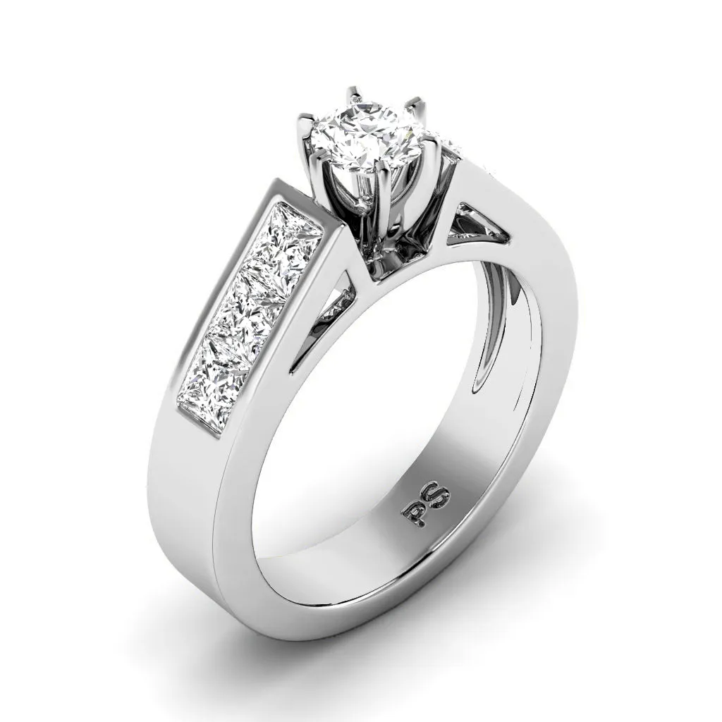 1.40-2.55 CT Princess & Round Cut Diamonds - Engagement Ring