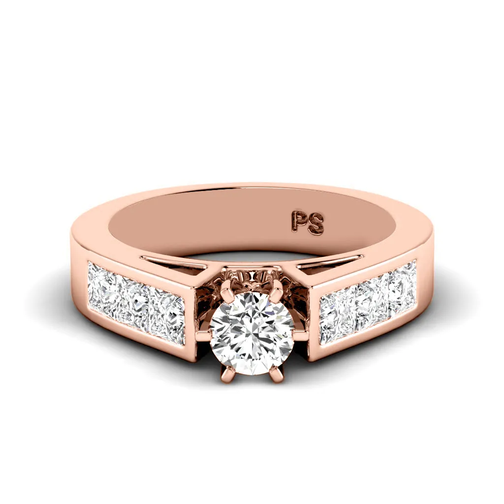 1.40-2.55 CT Princess & Round Cut Diamonds - Engagement Ring
