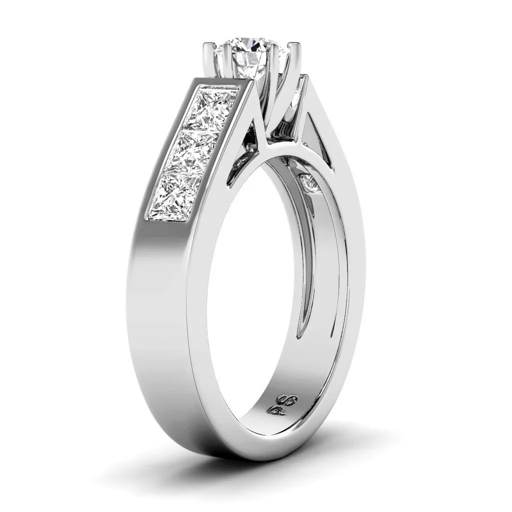 1.40-2.55 CT Princess & Round Cut Diamonds - Engagement Ring