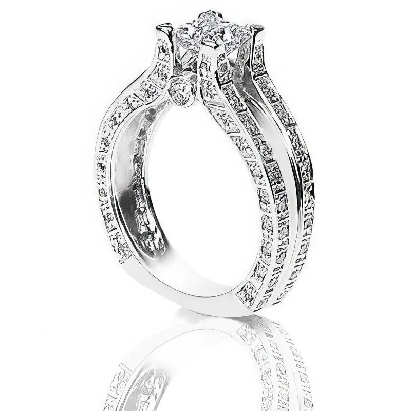 1.45-2.60 CT Round & Princess Cut Diamonds - Engagement Ring