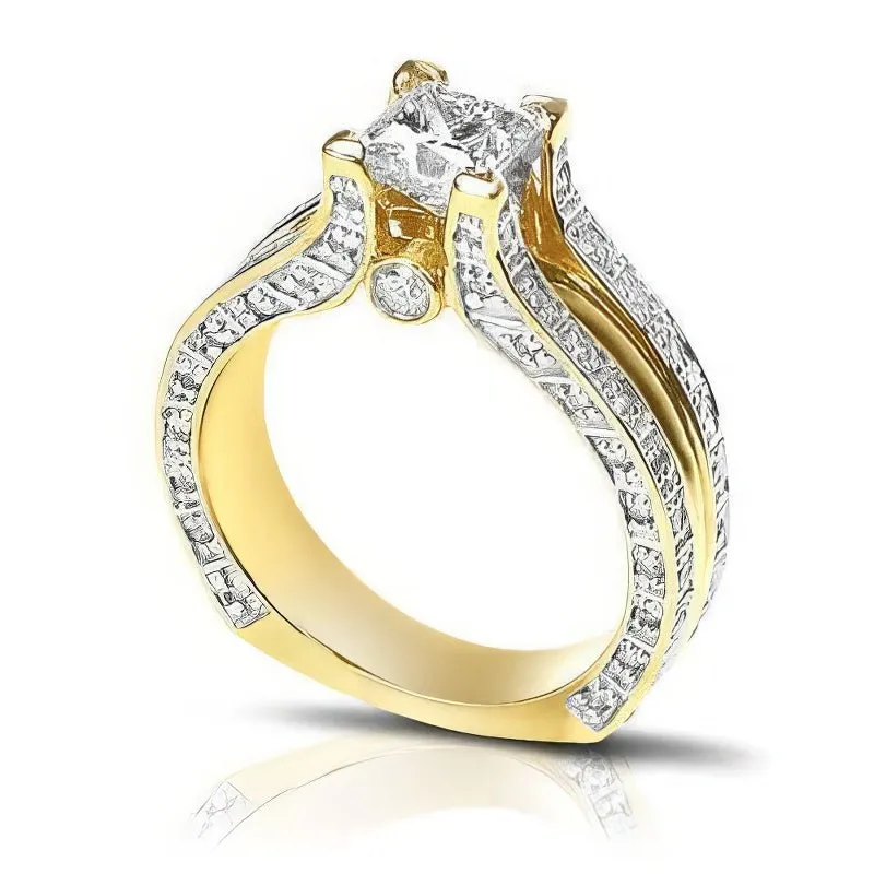 1.45-2.60 CT Round & Princess Cut Diamonds - Engagement Ring