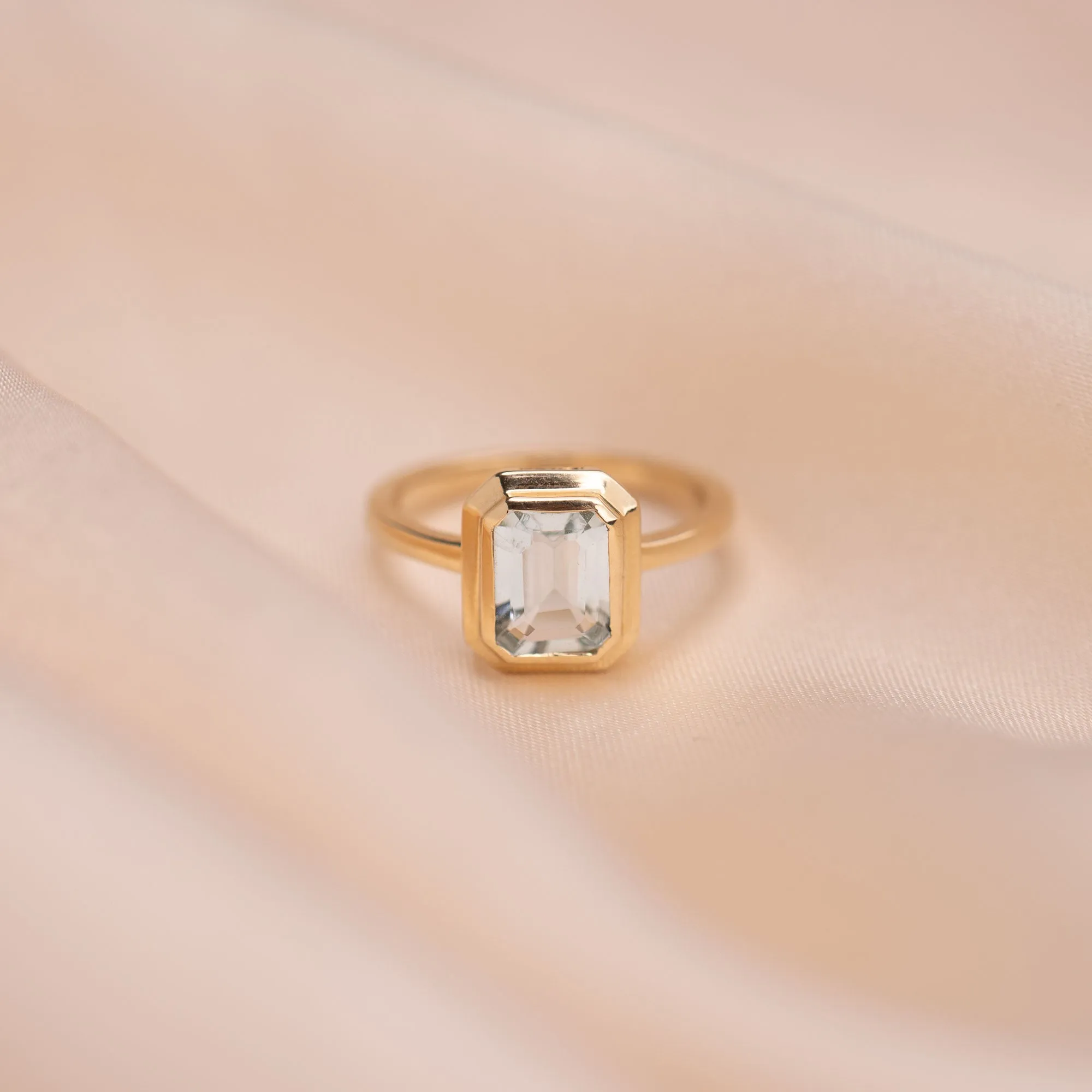 14k Aquamarine Bezel Ring